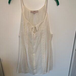 Loft Cream Detailed Strap Blouse; Size XL